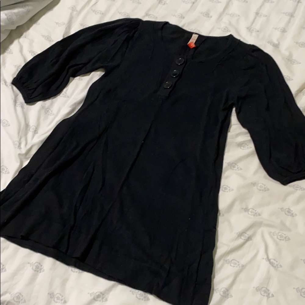 Long black sweater with bell sleeves